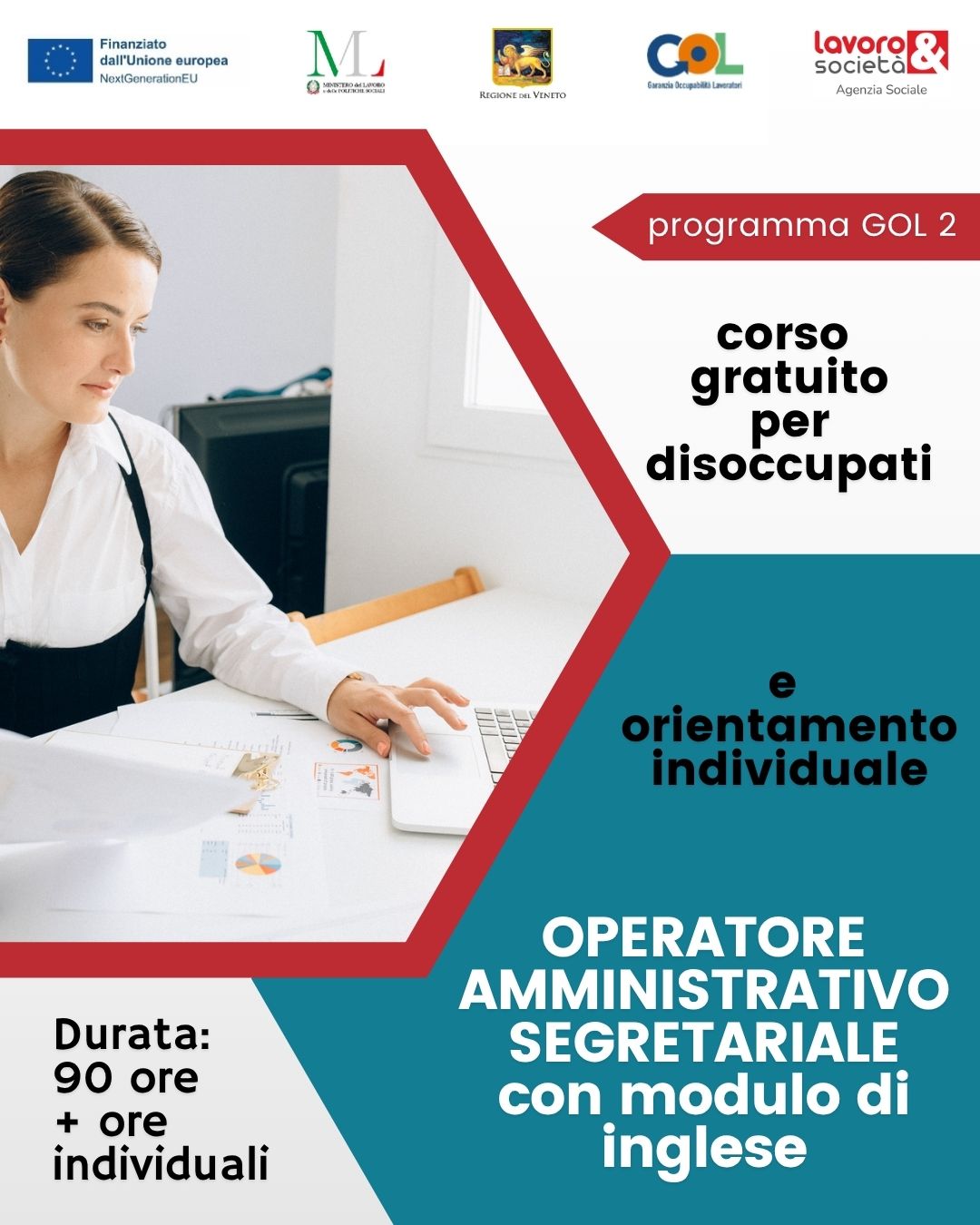GOL percorso 2 - Formazione upskilling  mirata al profilo di Operatore Amministrativo Segretariale con modulo di inglese