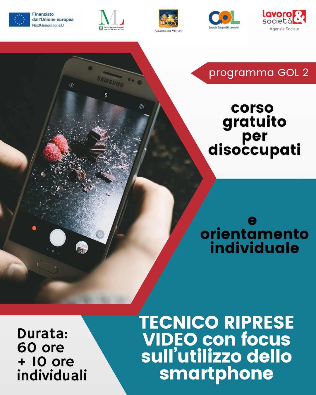 GOL percorso 2 - Formazione upskilling  mirata al profilo di Tecnico delle riprese video con focus sull'utilizzo dello SMARTPHONE