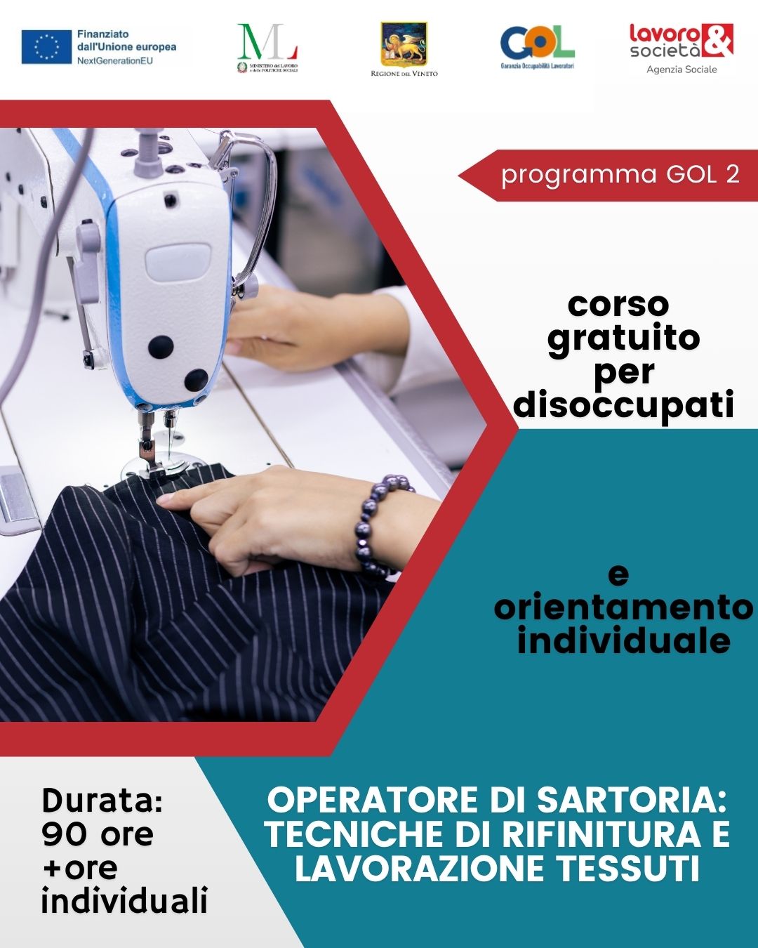 GOL percorso 2 - Formazione upskilling  mirata al profilo di Operatore di Sartoria: tecniche di rifinitura e lavorazione tessuti