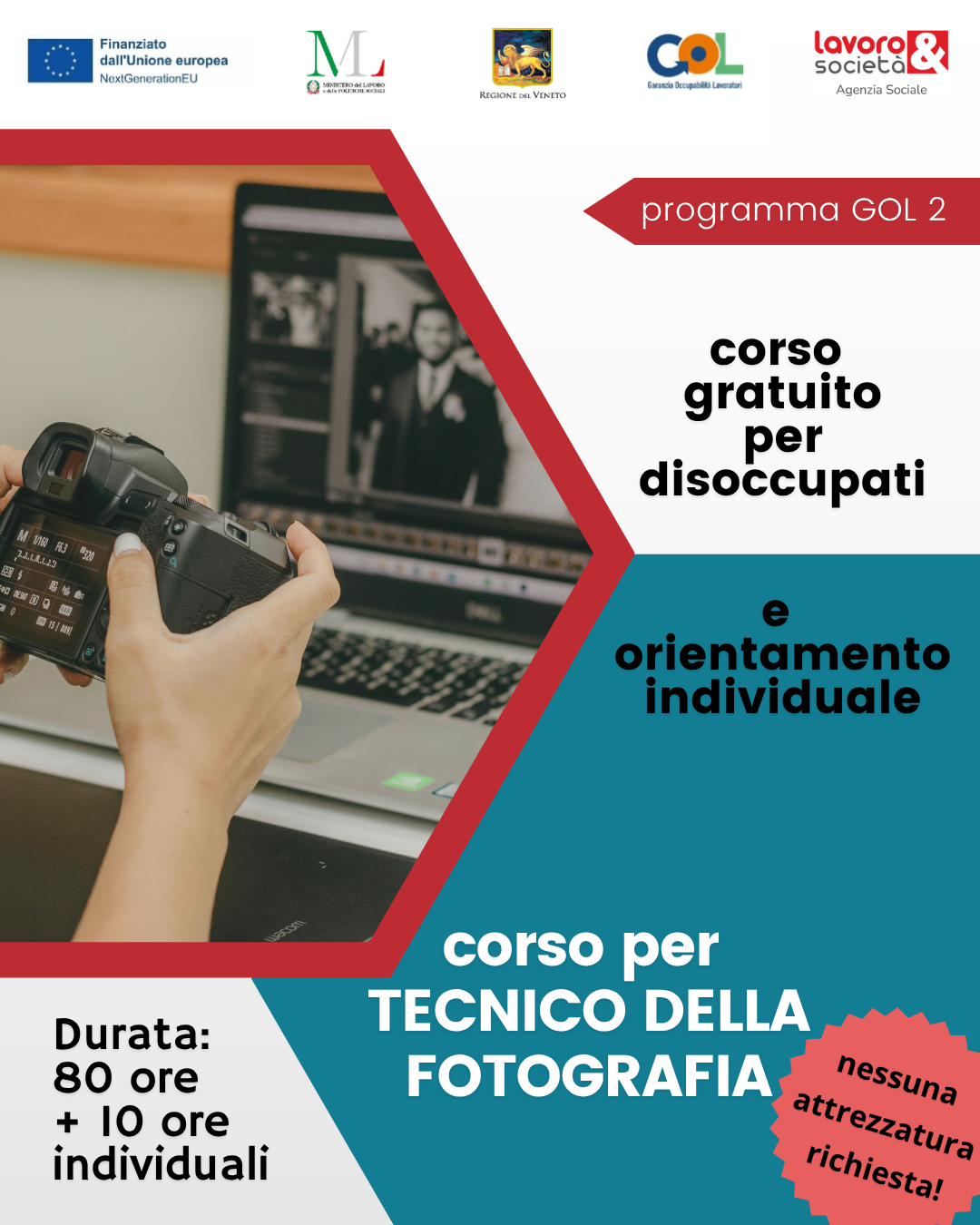 GOL percorso 2 - Formazione upskilling  mirata al profilo di Tecnico della Fotografia